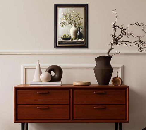 Vintage Black Gold Framed Olive Branch Canvas Wall Art Rustic Still Life Wall Decor Terracotta Vase Olive Painting Picture Kitchen Botanical Print Artwork for Farmhouse Home Decoration 9x11in in Saudi Arabia