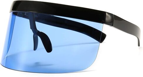 Futuristic Shield Oversized Visor Sunglasses, Mirrored Huge Flat Top for Men, Women, Like Sunhat for UV Protection in Saudi Arabia