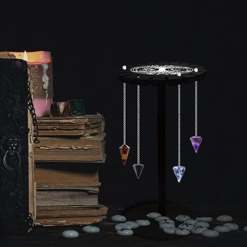 CHGCRAFT شجرة الحياة البندول حامل خشبي كريستال عرض الرف البندول عرض الرف الساحرة الاشياء الكريستال الأسود عرض الرف حامل البندول لحجر الكريستال ديكور زيت بوهو الأساسي in Saudi Arabia