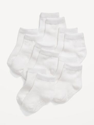 Old Navy Unisex Crew Socks 6-Pack for Toddler & Baby - Solid White in Saudi Arabia