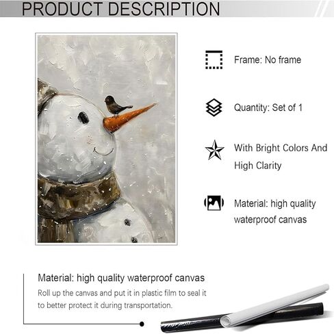 CJWHGYJ Winter Christmas Wall Art Retro Snowman Poster Snowman and Bird Warm Christmas Decor Vintage Winter Forest Holiday Print for Living Room Decor, 12x16 Unframed in Saudi Arabia