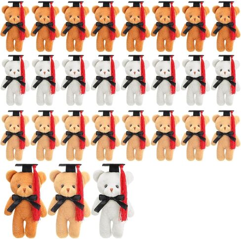 Sotiff 24 PCS Mini Graduation Bear Plush Gift Potted Animal مع هدية CAP لها ، من أجله ، من فئة 2025 التخرج حاضرًا للمدرسة الثانوية للكلية للحصول على زخارف عيد الميلاد في سلسلة مفاتيح DIY (3 ألوان) in Kuwait