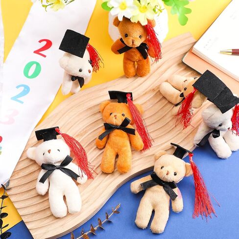 Sotiff 24 PCS Mini Graduation Bear Plush Gift Potted Animal مع هدية CAP لها ، من أجله ، من فئة 2025 التخرج حاضرًا للمدرسة الثانوية للكلية للحصول على زخارف عيد الميلاد في سلسلة مفاتيح DIY (3 ألوان) in Kuwait
