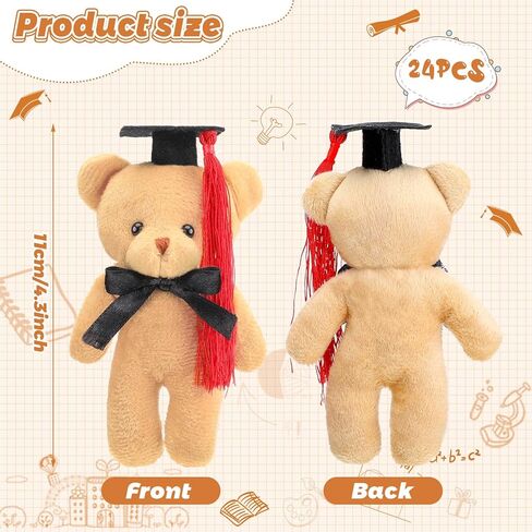 Sotiff 24 PCS Mini Graduation Bear Plush Gift Potted Animal مع هدية CAP لها ، من أجله ، من فئة 2025 التخرج حاضرًا للمدرسة الثانوية للكلية للحصول على زخارف عيد الميلاد في سلسلة مفاتيح DIY (3 ألوان) in Kuwait