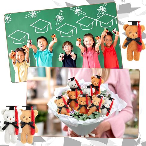 Sotiff 24 PCS Mini Graduation Bear Plush Gift Potted Animal مع هدية CAP لها ، من أجله ، من فئة 2025 التخرج حاضرًا للمدرسة الثانوية للكلية للحصول على زخارف عيد الميلاد في سلسلة مفاتيح DIY (3 ألوان) in Kuwait