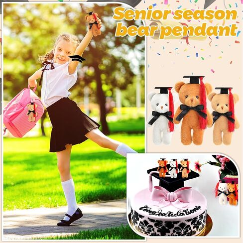 Sotiff 24 PCS Mini Graduation Bear Plush Gift Potted Animal مع هدية CAP لها ، من أجله ، من فئة 2025 التخرج حاضرًا للمدرسة الثانوية للكلية للحصول على زخارف عيد الميلاد في سلسلة مفاتيح DIY (3 ألوان) in Kuwait