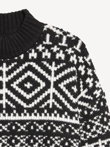 Old Navy SoSoft Mock-Neck Fair Isle Sweater - Black Fair Isle in Saudi Arabia