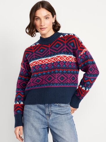 Old Navy SoSoft Mock-Neck Fair Isle Sweater - Cool Fair Isle in Saudi Arabia