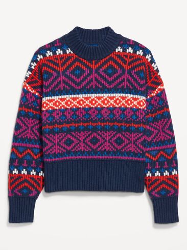 Old Navy SoSoft Mock-Neck Fair Isle Sweater - Cool Fair Isle in Saudi Arabia