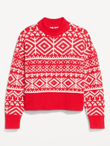 سترة Old Navy SoSoft ذات رقبة وهمية من Fair Isle - أحمر من Fair Isle in Saudi Arabia