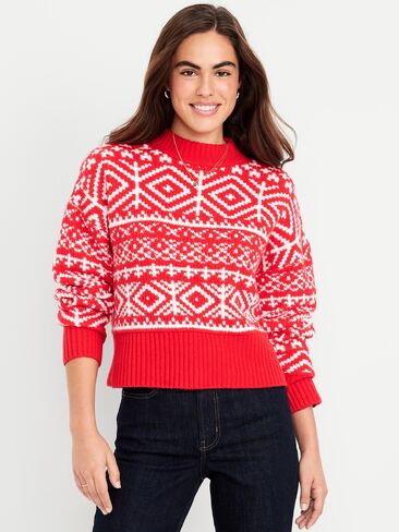 سترة Old Navy SoSoft ذات رقبة وهمية من Fair Isle - أحمر من Fair Isle in Saudi Arabia
