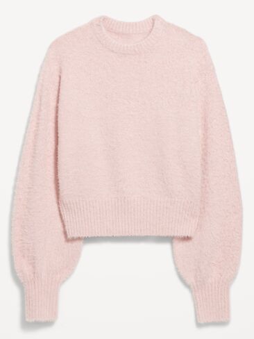 Old Navy Cropped Crew-Neck Eyelash Sweater - Pink Adobe in Saudi Arabia