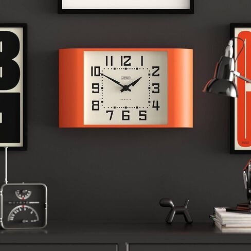 NEWGATE® Metro Clock | Retro Wall Clock | 16.5 inch Wide | Orange | Mid Century Style for Kitchen, Living Room or Office in Saudi Arabia