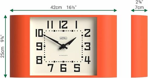 NEWGATE® Metro Clock | Retro Wall Clock | 16.5 inch Wide | Orange | Mid Century Style for Kitchen, Living Room or Office in Saudi Arabia