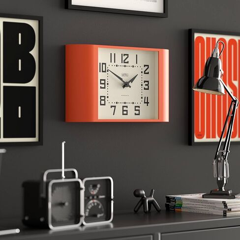 NEWGATE® Metro Clock | Retro Wall Clock | 16.5 inch Wide | Orange | Mid Century Style for Kitchen, Living Room or Office in Saudi Arabia