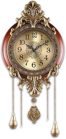 Aero Snail Large Pendulum Wall Clock, Real Wood Vintage Silent Quartz Battery Operated Indoor Wall Art Decoration for Living Room Bedroom Office, W206AJS-24 in Saudi Arabia