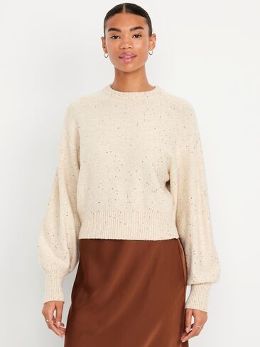 Old Navy SoSoft Crew-Neck Sequin Sweater - Creme in Saudi Arabia