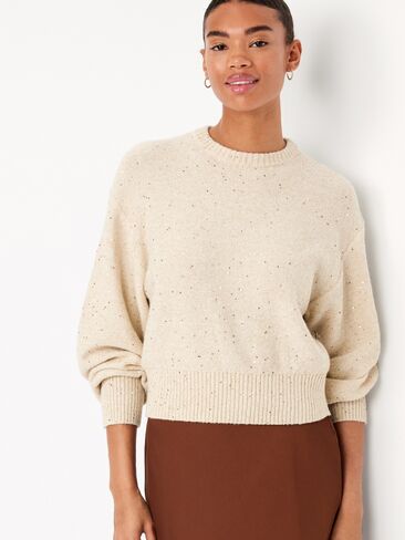 Old Navy SoSoft Crew-Neck Sequin Sweater - Creme in Saudi Arabia