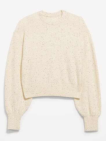 Old Navy SoSoft Crew-Neck Sequin Sweater - Creme in Saudi Arabia