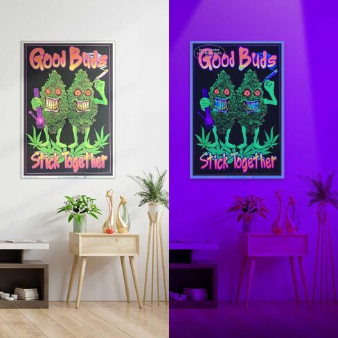 Scorpio Posters Good Buds Stick Together - Pot, Marijuana Blacklight Poster - Authentic Blacklight-Reactive Flocked Material - 23" x 35" in Saudi Arabia