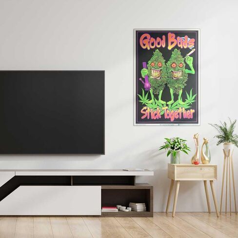 Scorpio Posters Good Buds Stick Together - Pot, Marijuana Blacklight Poster - Authentic Blacklight-Reactive Flocked Material - 23" x 35" in Saudi Arabia