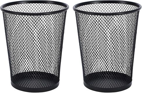 AIMI Pencil Case 5pcs Large Capacity Container Metal Mesh Pen Cup Office School Home Desk Pen Storage Organizer Can Makeup Holder Round Black in Saudi Arabia