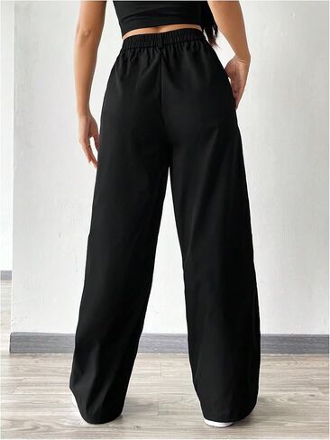 SweatyRocks Women's Wide Leg Baggy Pants Butterfly Print High Waisted Casual Trousers with Pocktes in Saudi Arabia