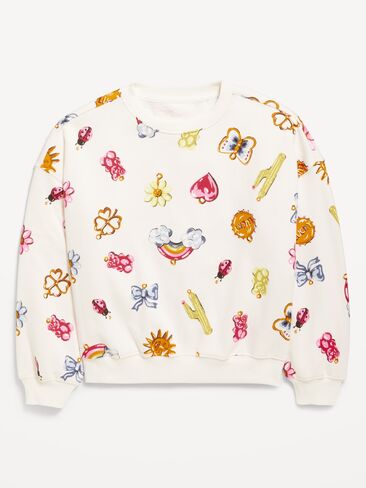Old Navy Favorite Fleece Oversized Tunic Sweatshirt for Girls - Sea Salt in Saudi Arabia