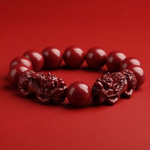 Feng Shui Cinnabar Bracelet for Women Men 10mm Red Bead Pi Xiu Protection Bracelet Jewelry Gifts Attract Wealth Good Luck in Saudi Arabia
