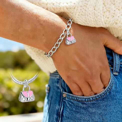 1Pc Simple And Unique Silver Cute Pink Series Pendant charms DIY Charm Fit DIY Jewelry Matching And Daily Outfit Decoration Gift For Women in Saudi Arabia