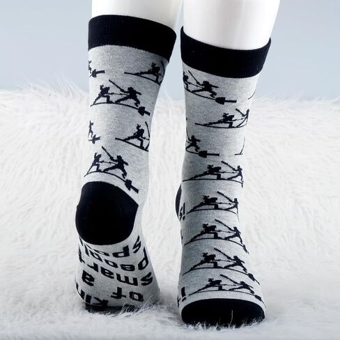 MBMSO 2 Pairs Fencing Sport Socks Funny Fencing Gifts for Fencers Coaches Gift for Swordplay Fans Fencing Novelty Crew Socks in Saudi Arabia