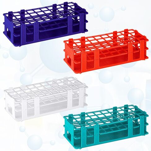 4 Pcs Plastic Test Tube Rack Test Tube Holder Rack Detachable Tube (40 Hole,Blue,Red) in Kuwait
