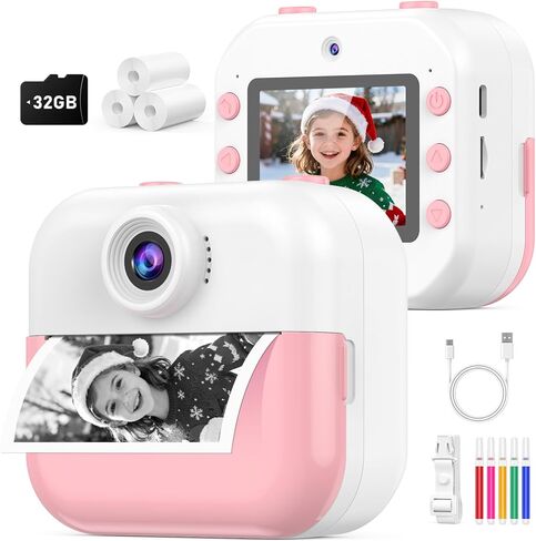 Kids Camera Instant Print Camera for Kids Quick-Release Prints Christmas Birthday Gifts Age 6-12,Selfie Digital with 1080P Videos Toddler Portable Travel Toy 7 8 9 10 Year Old Girls Boys in Saudi Arabia