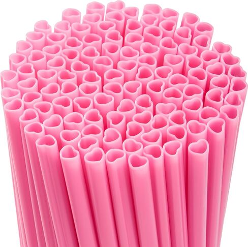 JOYIN 120 PCS Valentine Heart Shaped Pink Straws, Reusable Drinking Cute Straw for Valentine's Day Cocktail Party, Birthday Party, Bridal Shower, Wedding Supplies in Saudi Arabia