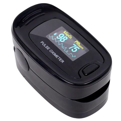 جهاز قياس التأكسج النبضي CONTEC CMS50NA، جهاز قياس تشبع الأكسجين في الدم، SpO2 وقيمة PR، شكل موجي للأكسجين في الدم، الرقبة/المعصم، أسود in Kuwait