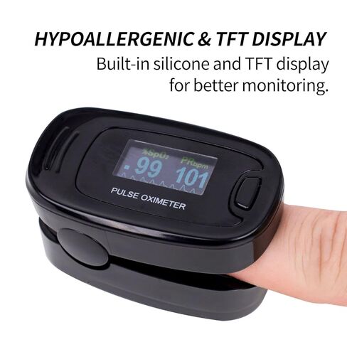 جهاز قياس التأكسج النبضي CONTEC CMS50NA، جهاز قياس تشبع الأكسجين في الدم، SpO2 وقيمة PR، شكل موجي للأكسجين في الدم، الرقبة/المعصم، أسود in Kuwait