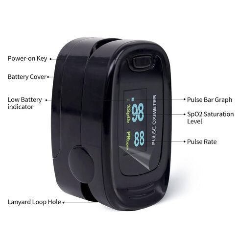 جهاز قياس التأكسج النبضي CONTEC CMS50NA، جهاز قياس تشبع الأكسجين في الدم، SpO2 وقيمة PR، شكل موجي للأكسجين في الدم، الرقبة/المعصم، أسود in Kuwait