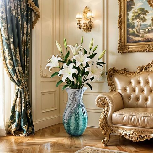 WE-CY Artware,Large Premium Luxury Glass Flower Vase Combining Eastern and Western Aesthetics - Artistic Home Decoration for Living Room, Table, Floor, and Office - 11.2 Inch Multicolor in Saudi Arabia