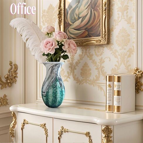 WE-CY Artware,Large Premium Luxury Glass Flower Vase Combining Eastern and Western Aesthetics - Artistic Home Decoration for Living Room, Table, Floor, and Office - 11.2 Inch Multicolor in Saudi Arabia