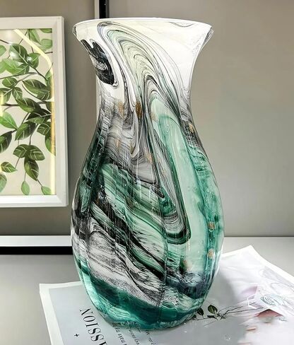 WE-CY Artware,Large Premium Luxury Glass Flower Vase Combining Eastern and Western Aesthetics - Artistic Home Decoration for Living Room, Table, Floor, and Office - 11.2 Inch Multicolor in Saudi Arabia