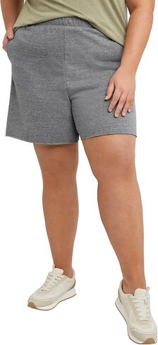 شورت Hanes Originals French Terry للسيدات، شورت خفيف الوزن بحاشية من الصوف الخام، 5 بوصات، متوفر بمقاس إضافي in Saudi Arabia