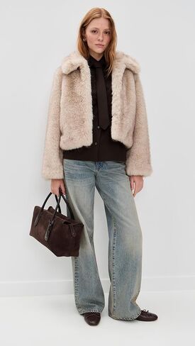 DUNST Women's Faux Fur Cropped Jacket in Saudi Arabia