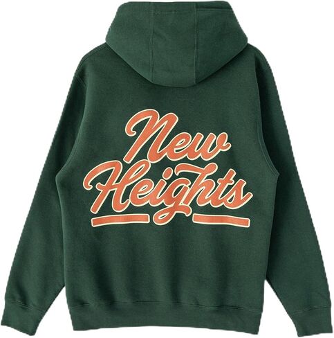 سترة بغطاء للرأس بشعار Jason & Travis Kelce Script من New Heights، شعار صدر NH وطباعة خلفية كبيرة، بلوفر صوف للجنسين in Kuwait