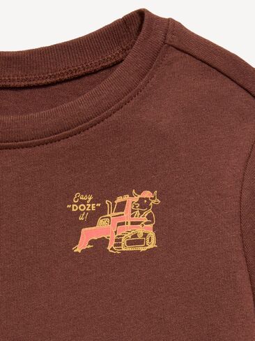 تي شيرت مطبوع بأكمام طويلة للجنسين من Old Navy للأطفال الصغار - بني تانين in Kuwait