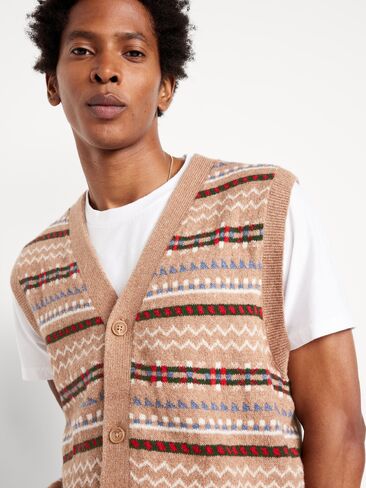 Old Navy SoSoft Button-Front Sweater Vest - FESTIVE FAIRISLE in Saudi Arabia