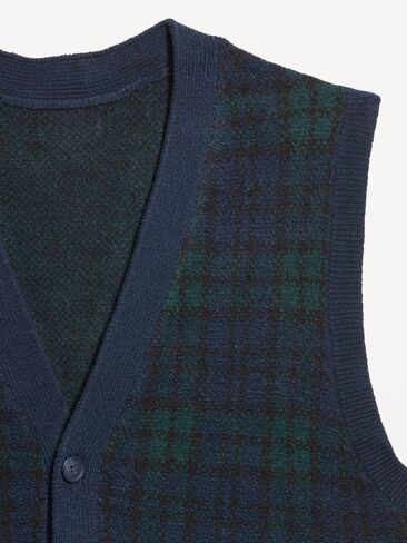 Old Navy SoSoft Button-Front Sweater Vest - Medium Blue Plaid in Saudi Arabia