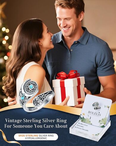 Bolelis Fidget Lotus Rings Gift for Mom - Just Breathe Rings for Women 925-Sterling-Silver Vintage Jewelry on Birthday Mother's Day (Adjustable 6-9) in Saudi Arabia