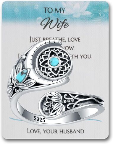 Bolelis Fidget Lotus Rings Gift for Mom - Just Breathe Rings for Women 925-Sterling-Silver Vintage Jewelry on Birthday Mother's Day (Adjustable 6-9) in Saudi Arabia