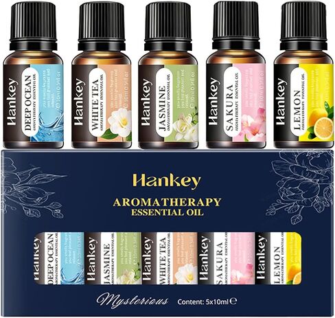 Ocean, White Tea, Jasmine, Lemon & Cherry Blossom Essential Oil Set, 5 x 10ml, Aromatherapy Oils for Diffuser, Daily Use in Saudi Arabia