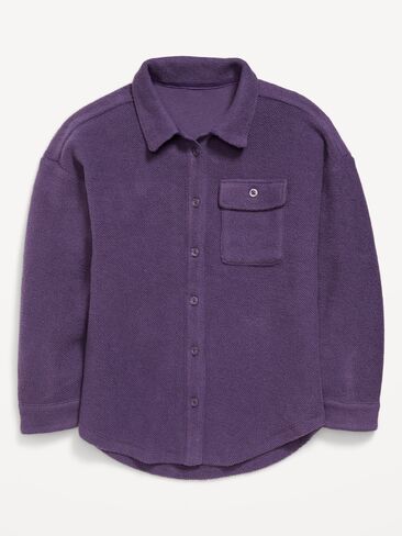 Old Navy Cozy Oversized Shacket for Girls - Purple Maxine in Saudi Arabia